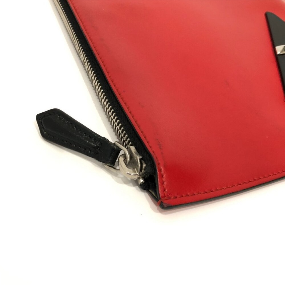 Fendi Red Leather Monster Eye Zipper Clutch - Picture 7 of 10